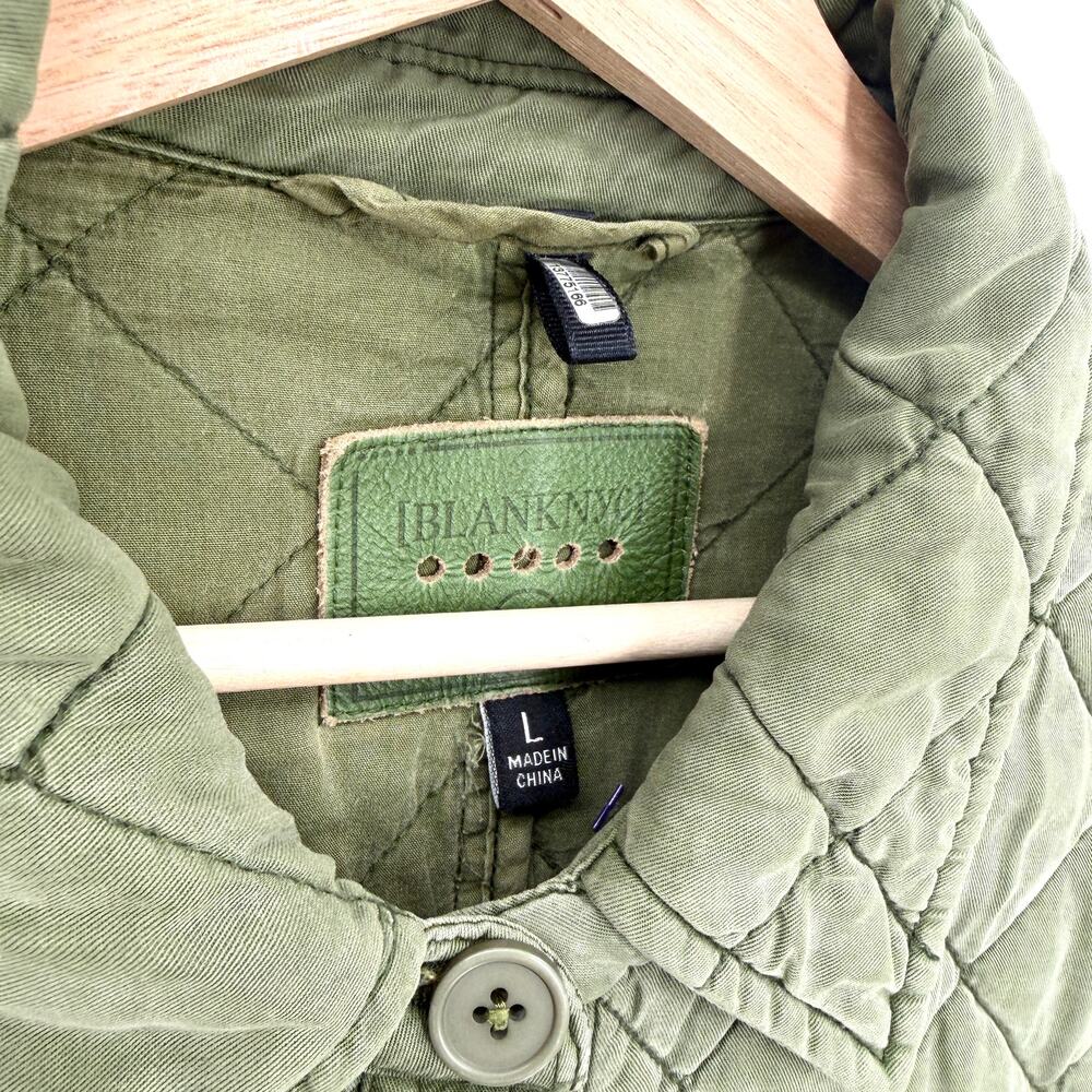 BlankNYC Olive Army Green Quilted Long Shacket Jacket Coat - Picture 7 of 9